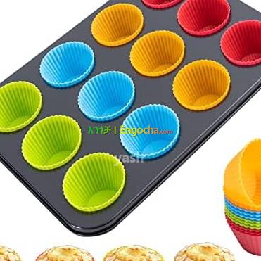 12 Holes cup + Silicon Baking Molds Muffin pan